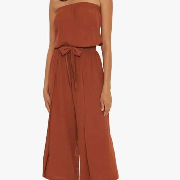 Becca by Rebecca Virtue Ponza Crinkled Rayon Jumpsuit CoverUp Bronze size large - Picture 12 of 12